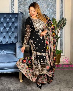 STYLISH EID EXCLUSIVE READY MADE PARTY SHARARA (RJF_BLK_SARARA)