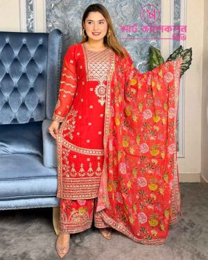 STYLISH EID EXCLUSIVE READY MADE PARTY SHARARA (RJF_RED_SARARA)