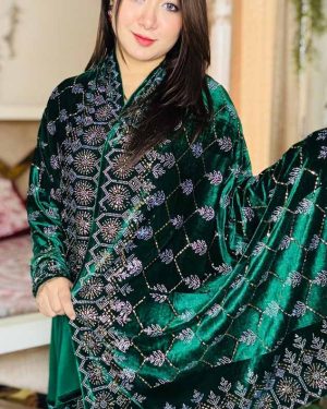 LUXURY VELVET PREMIUM SHAWL (Kodom_Green)